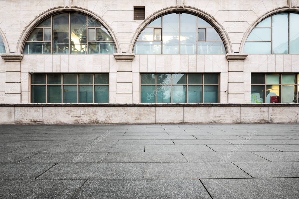 empty footpth and modern building 