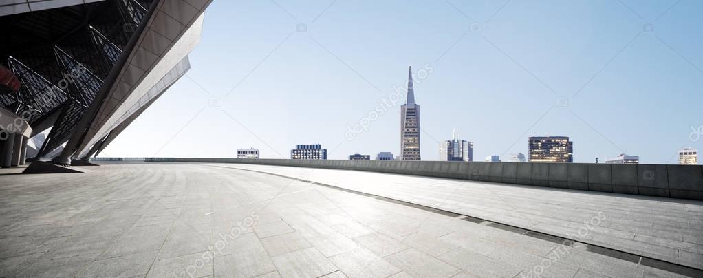 floor with cityscape and skyline of San Francisco