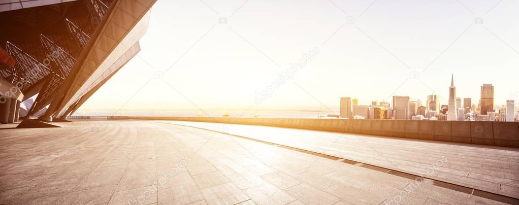 floor with cityscape and skyline of San Francisco