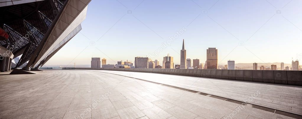 floor with cityscape and skyline of San Francisco