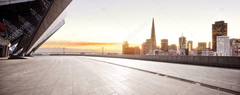 floor with cityscape and skyline of San Francisco