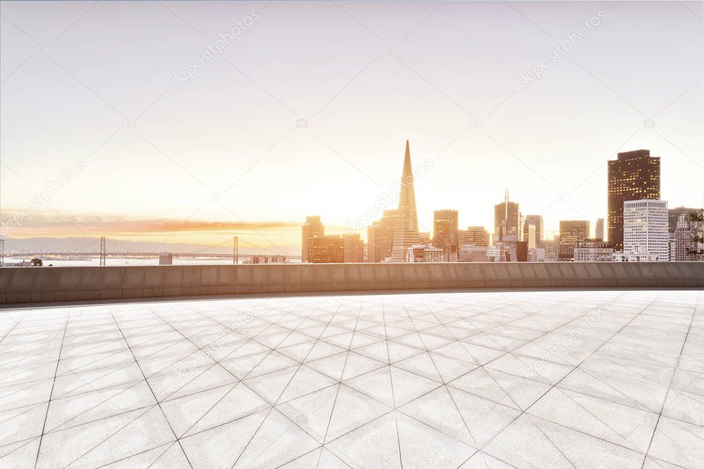 empty floor with cityscape of San Francisco