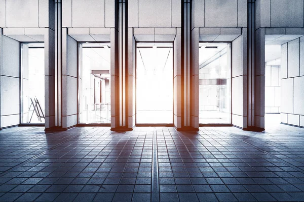 Entrance of modern building at night — Stock Photo, Image