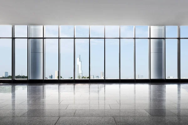 Empty office with cityscape of Nanjing — Stock Photo, Image