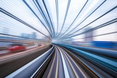 rail track and Tokyo from speed train clipart