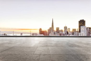 empty floor with cityscape of san francisco clipart