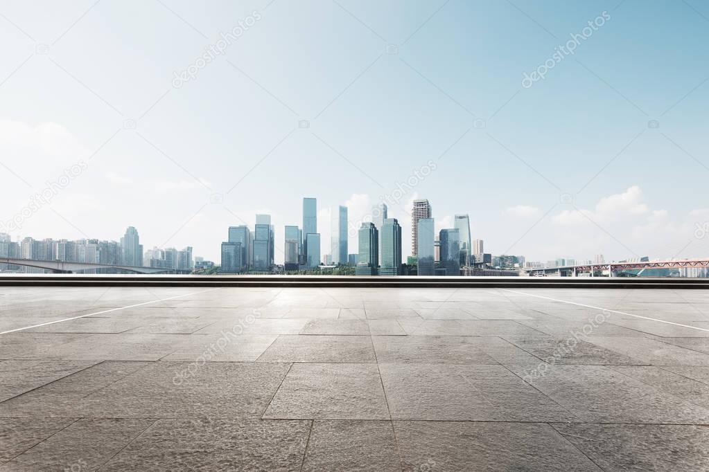 empty floor with cityscape of hongqing