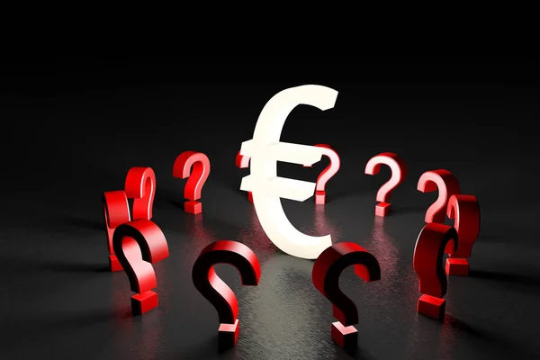 3d Illustration Eurozeichen mit Fragezeichen — Stockfoto