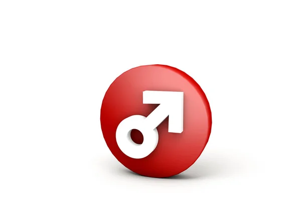 Erkek işareti ile 3D illüstrasyon kırmızı top — Stok fotoğraf