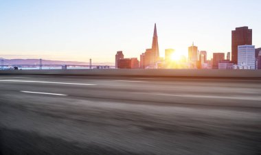 cityscape modern şehir ile boş yol