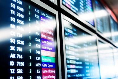 ekran alanında Havaalanı uçuş bilgileri