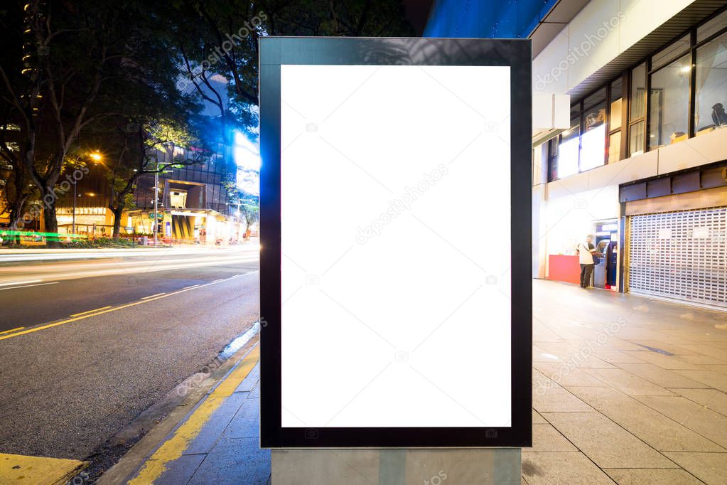 emtpy light box on street in city