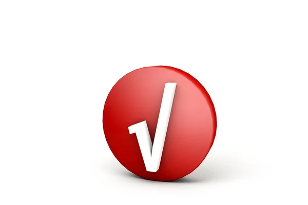 Red ball with white tick — Stock Photo, Image