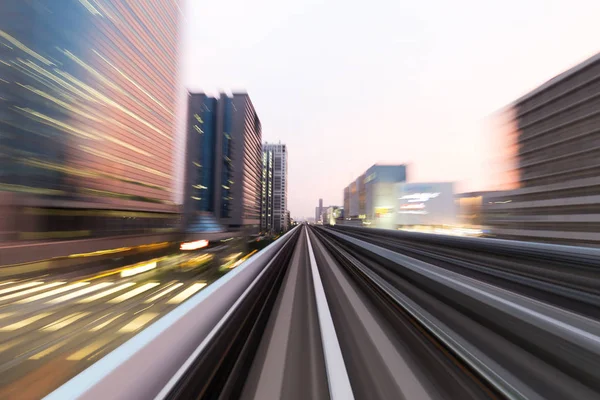 rail track and cityscape of tokyo