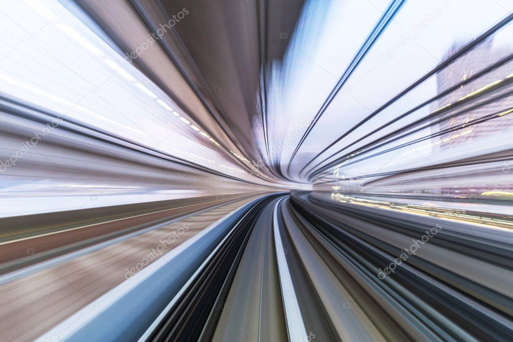 rail track and cityscape of tokyo 