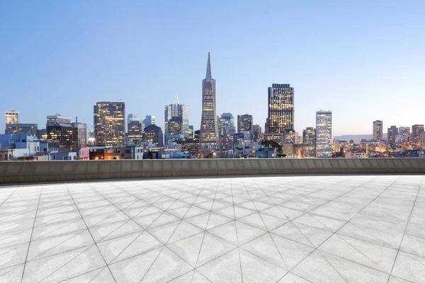 Paisaje Urbano San Francisco Desde Suelo Ladrillo Vacío — Foto de Stock