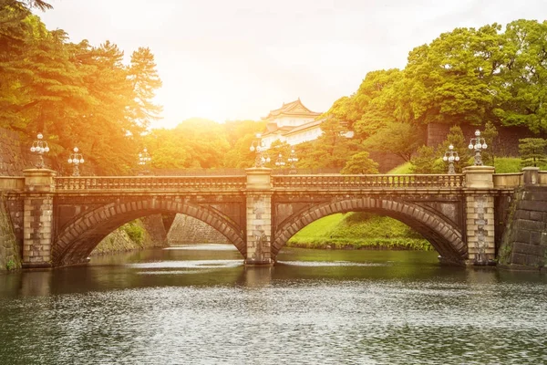 Old Stone Bridge Japanese Imperial Palace Sunbeam — Stock Photo, Image