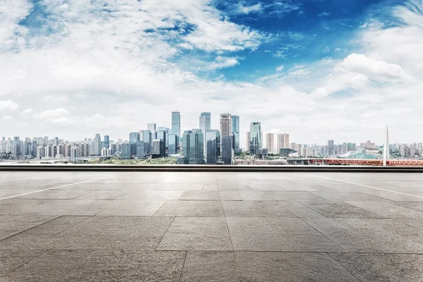 Paisaje Urbano Chongqing Desde Suelo Ladrillo Vacío —  Fotos de Stock