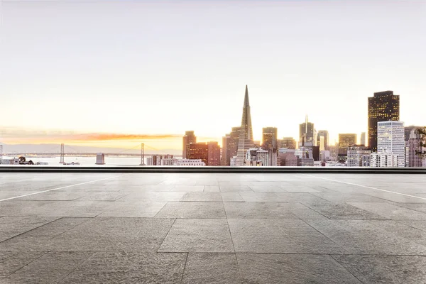 Paysage Urbain San Francisco Lever Soleil Partir Plancher Brique Vide — Photo