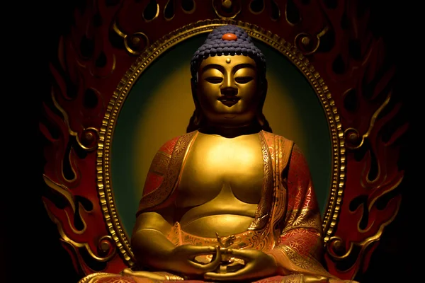 Statue Bouddha Doré Dans Temple — Photo