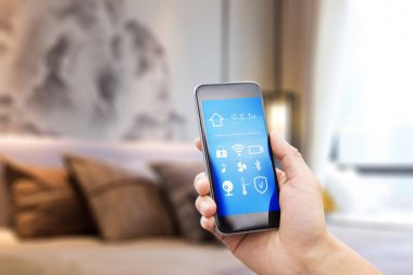 hareket eden telefon içinde modern yatak odası