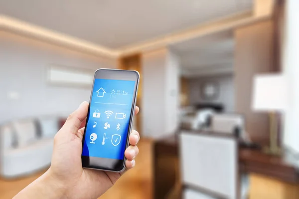 Mobile phone in smart home — Stock Photo, Image