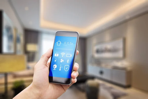 Mobile phone in smart home — Stock Photo, Image