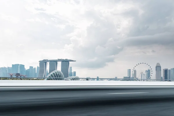 Marina Bay Singapur Bulut Gökyüzünde Yakınındaki Modern Soyut Binalar — Stok fotoğraf