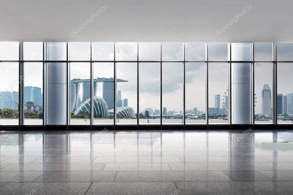 empty office with cityscape