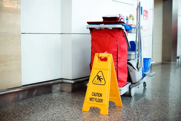 cleaning cart in modern hall