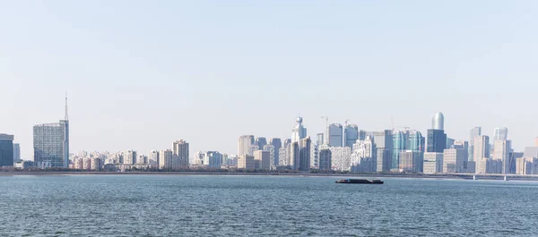 Modern Buildings River Hangzhou Blue Sky — Stock Photo, Image