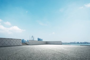 Boş yol ve cityscape 