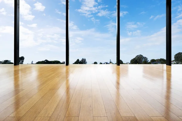 Prázdné dřevěné podlahy s pozadím — Stock fotografie