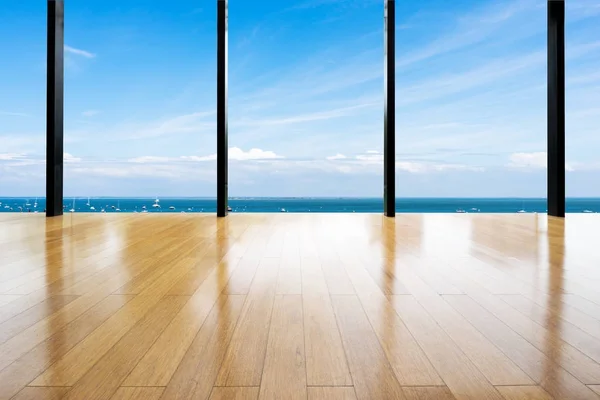 Prázdné dřevěné podlahy s pozadím — Stock fotografie