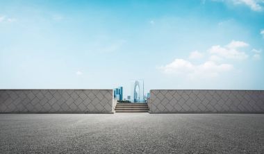 Boş yol ve cityscape 