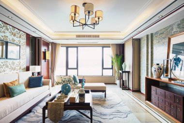 Modern oturma odasının içi.