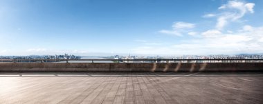 boş mermer zemin ile cityscape Hangzhou 