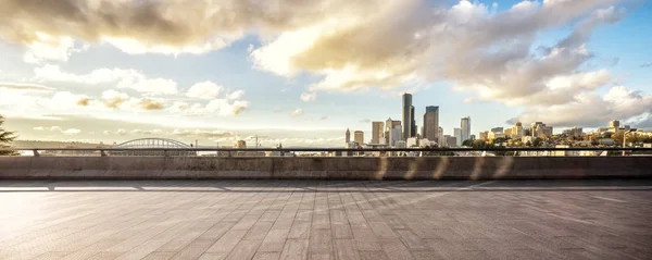 Plancher Marbre Vide Avec Paysage Urbain Los Angeles — Photo