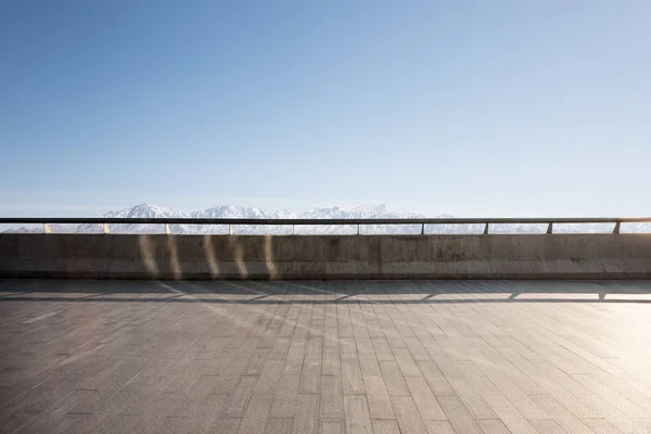 Empty Floor White Snow Mountain Blue Sky — Stock Photo, Image