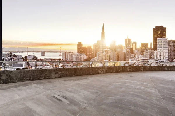 Empty Concrete Road Cityscape San Francisco Sunrise — Stock Photo, Image