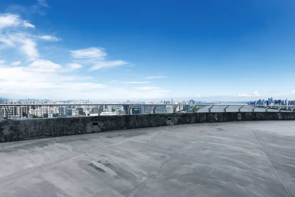 Leere Betonstraße Und Stadtbild Von Hangzhou Blauem Himmel — Stockfoto