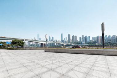 emtpy mermer zemin ile cityscape chongqing 