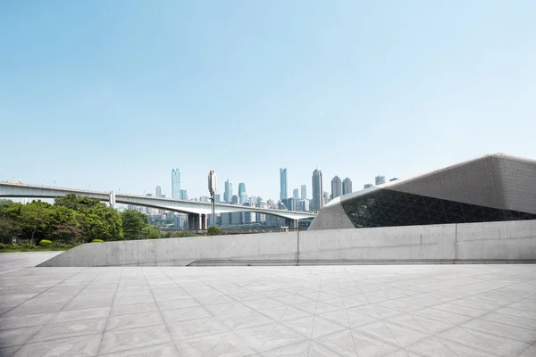 Emtpy marble floor with cityscape of chongqing — Stock Photo, Image