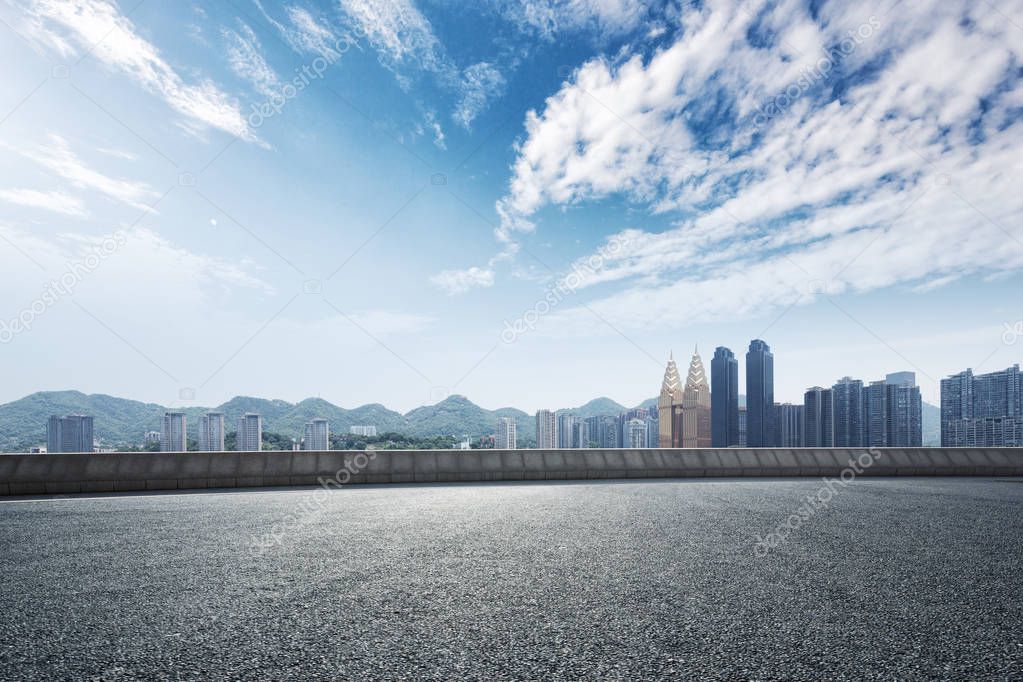 empty road and cityscape of Chongqing