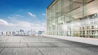 cityscape Hangzhou bulut gökyüzünde ile boş yere ön cam ev