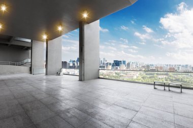 bulut gökyüzü Hangzhou cityscape ile boş yere