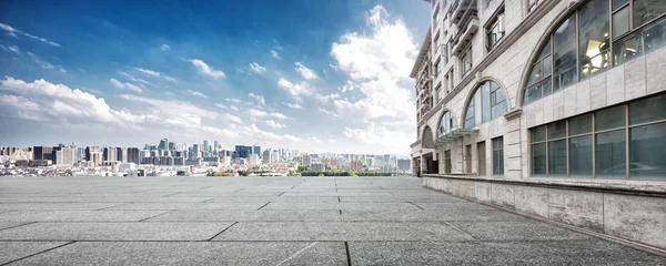 Piso Vazio Frente Arquitetura Euro Estilo Com Paisagem Urbana Hangzhou — Fotografia de Stock