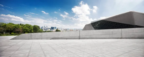 Empty Floor Forest Cityscape Hangzhou Cloud Sky — Stock Photo, Image