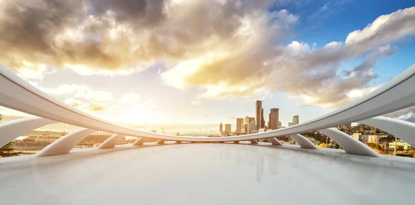 Empty floor with cityscape of Los Angeles — Stock Photo, Image