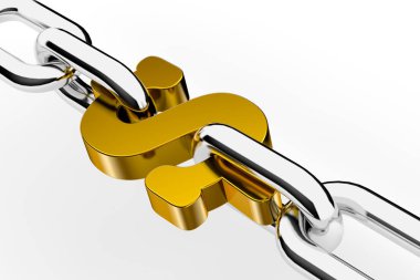 Altın dolar olan sermaye zinciri ve parlak zinciri sembolü